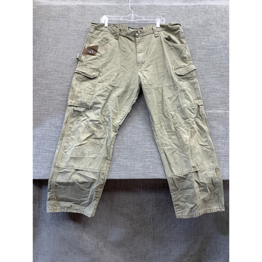 Wrangler Riggs Cargo Pants Mens 40x30 Olive Green Cotton Double Knee‎ Workwear
